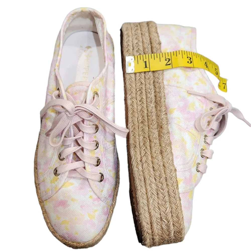 Superga LoveShackFancy Platform Canvas Espadrille Peach Sneaker Shoes 8.5